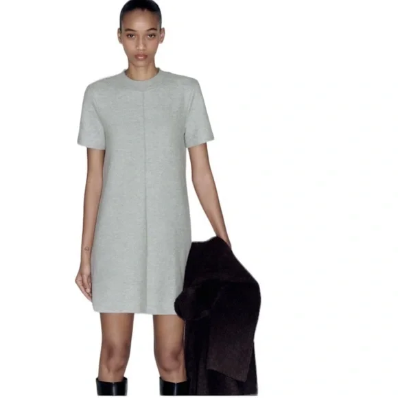 COS | Dresses | Cos Silver Metallic Grey Short Sleeve Boxy Dress L |  Poshmark
